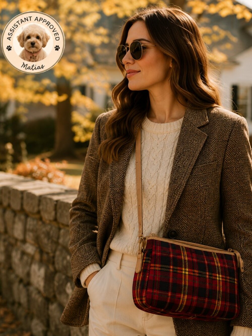 Vintage Bueno Plaid Crossbody • Korea • Genuine Leather Trim • R. Lauren Inspo.